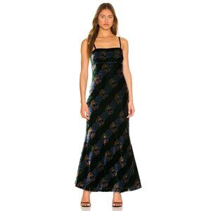 Free People Black and Blue Velvet Maxi Dress
